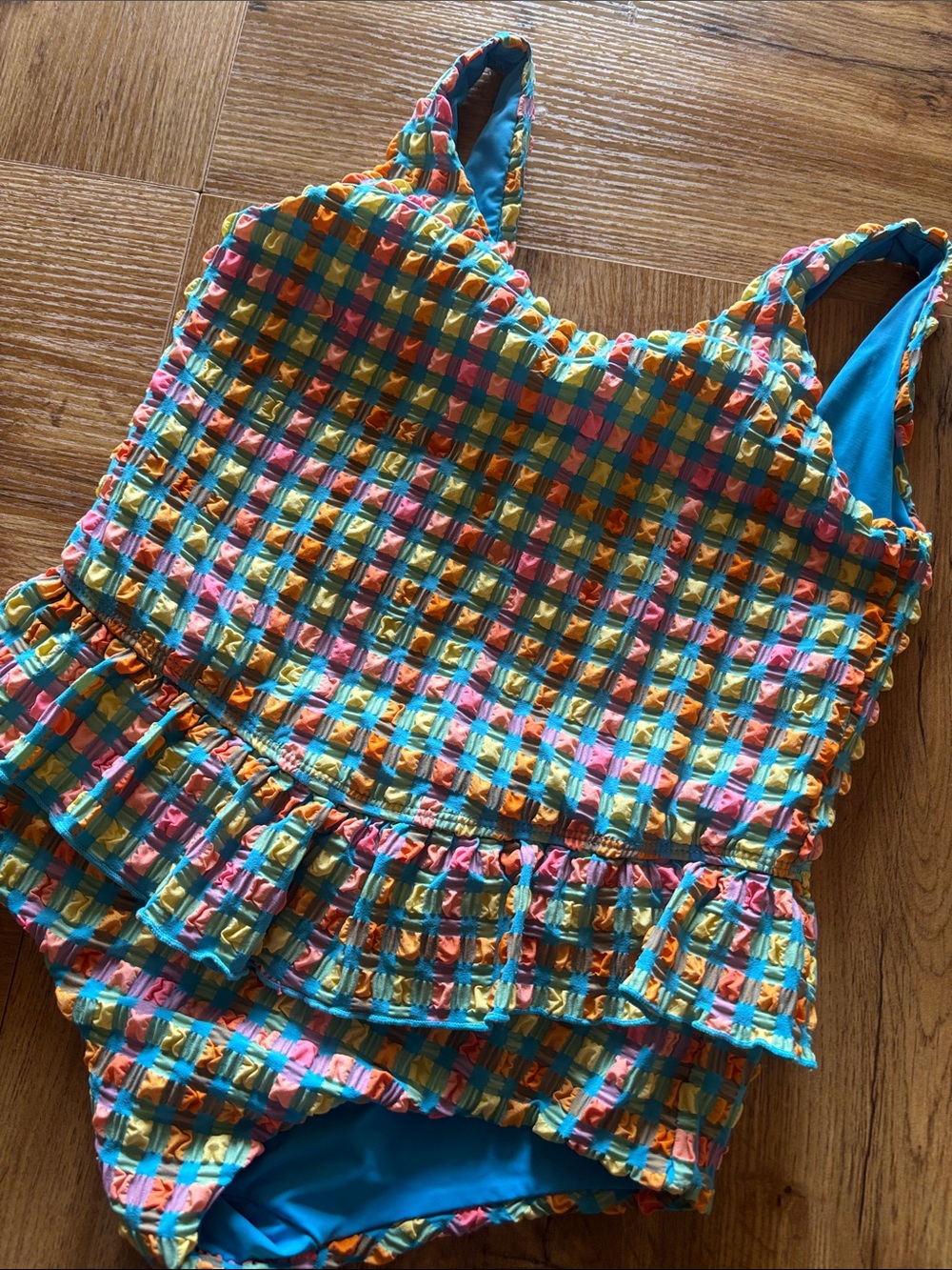 Beach Riot Plaid Ruffle One-Piece Swimsuit